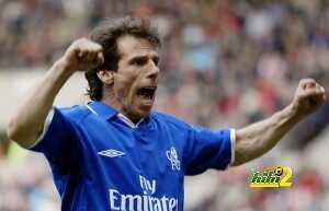 Gianfranco Zola of Chelsea celebrates scoring the equalising goal