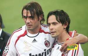 AC Milan's defender Paolo Maldini celebr