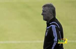 Germany's coach Horst Hrubesch (L) looks