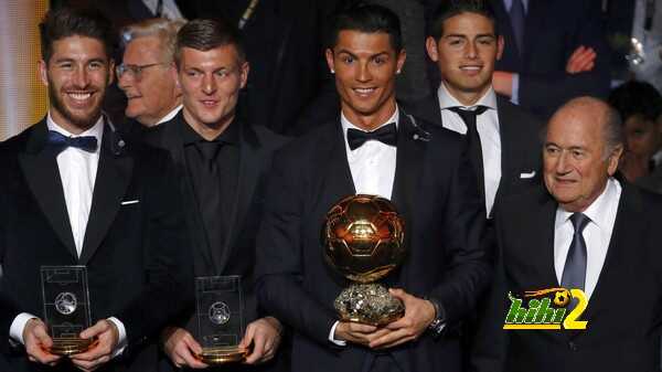 FIFA President Joseph Blatter pose with winners after the FIFA Ballon d'Or 2014 soccer awards ceremony at the Kongresshaus in Zurich