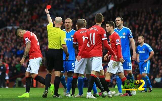 Wes Brown of Sunderland is shown a red card - Manchester United vs. Sunderland - Barclay's Premier League - Old Trafford - Manchester - 28/02/2015 Pic Philip Oldham/Sportimage