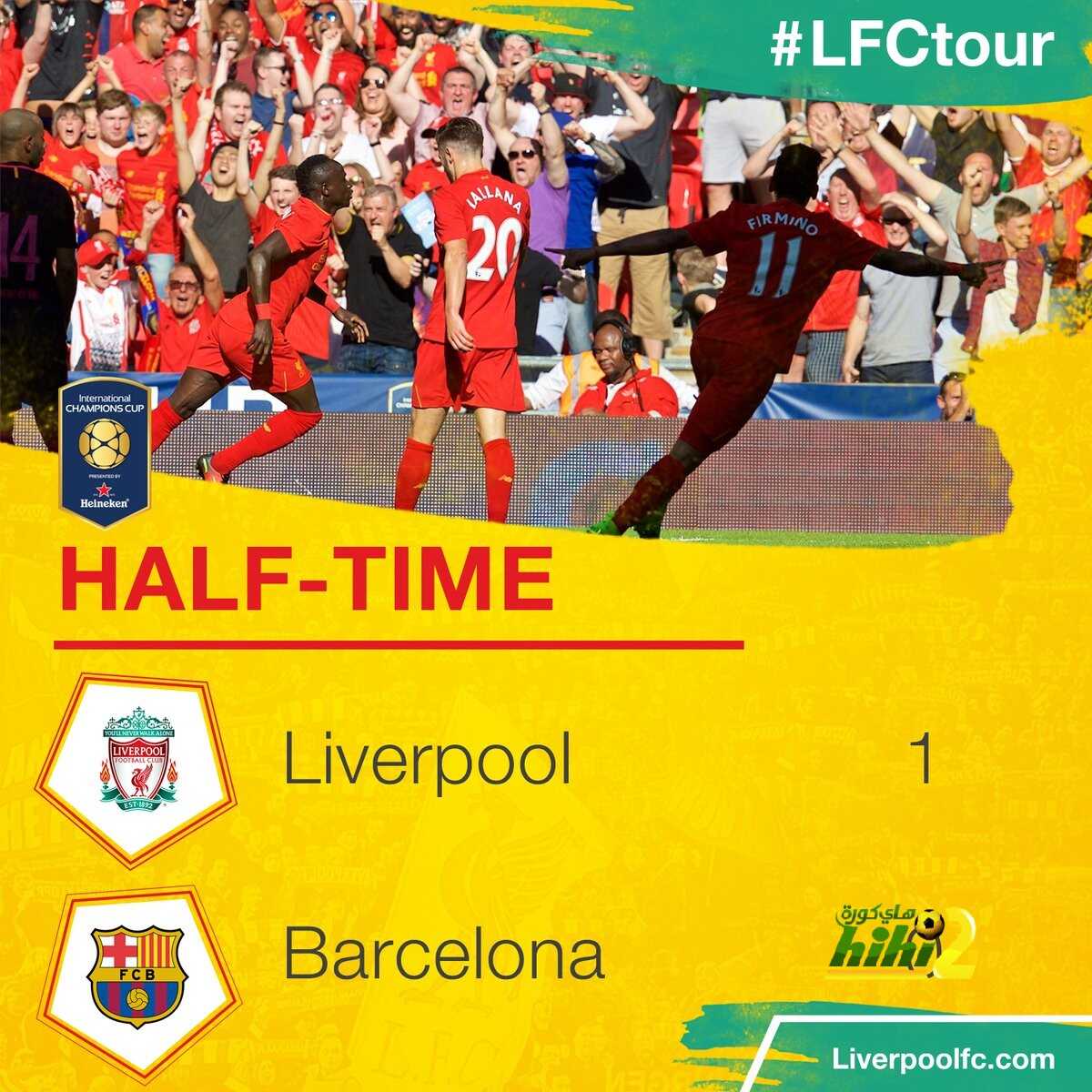 ليفربول ينهي الشوط الأول متقدما على برشلونة بهدف دون رد !