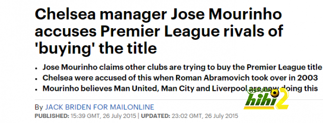 Chelsea manager Jose Mourinho accuses Premier League rivals of 'buying' the title _ Daily Mail Online