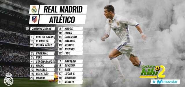 قائمة ريال مدريد لمواجهة أتليتكو كاملة العدد .. بإستثناء فاران