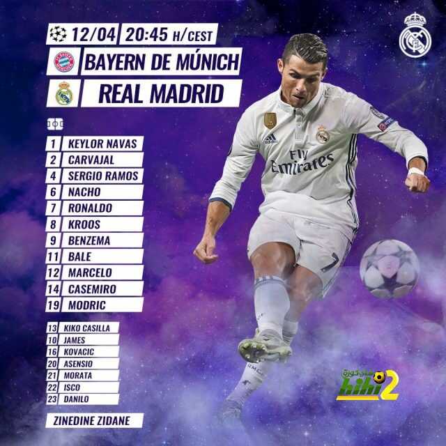 التشكيلة الرسمية لريال مدريد أمام بايرن ميونيخ