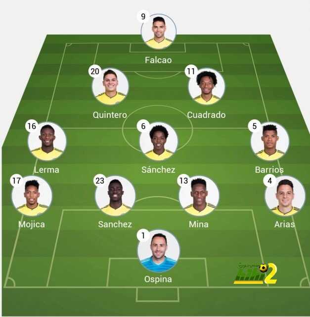 التشكيلة الرسمية لمنتخب كولومبيا أمام انجلترا