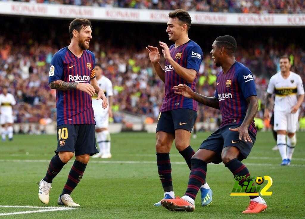 نهاية الشوط الاول بين برشلونة وبوكا جونيورز