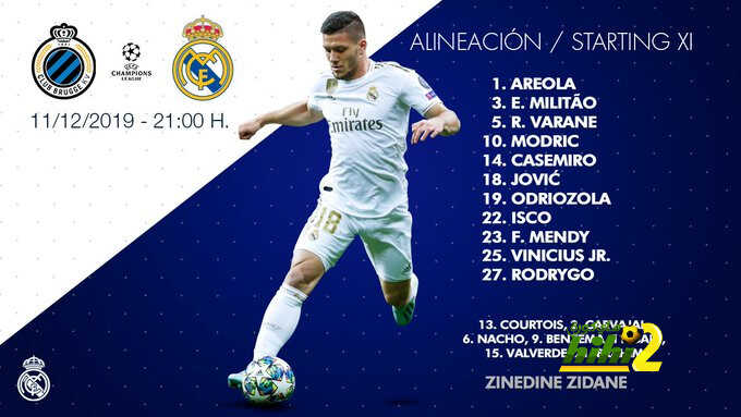 تشكيلة ريال مدريد الرسمية لمواجهة بروج