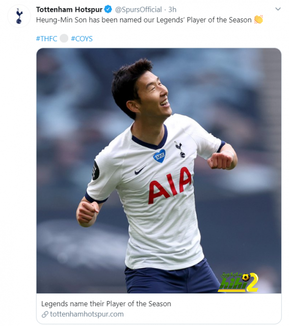 سون يفوز بجائزة أفضل لاعب في توتنهام!