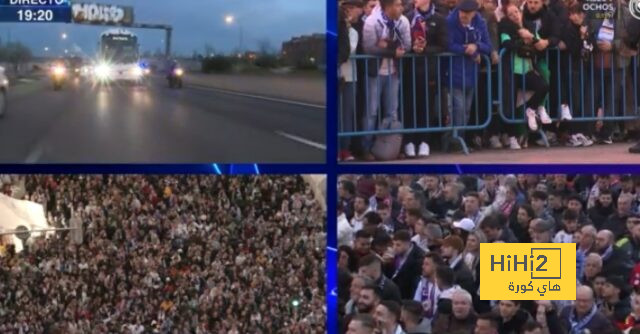 استقبال كبير لحافلة ريال مدريد خارج السانتياجو برنابيو