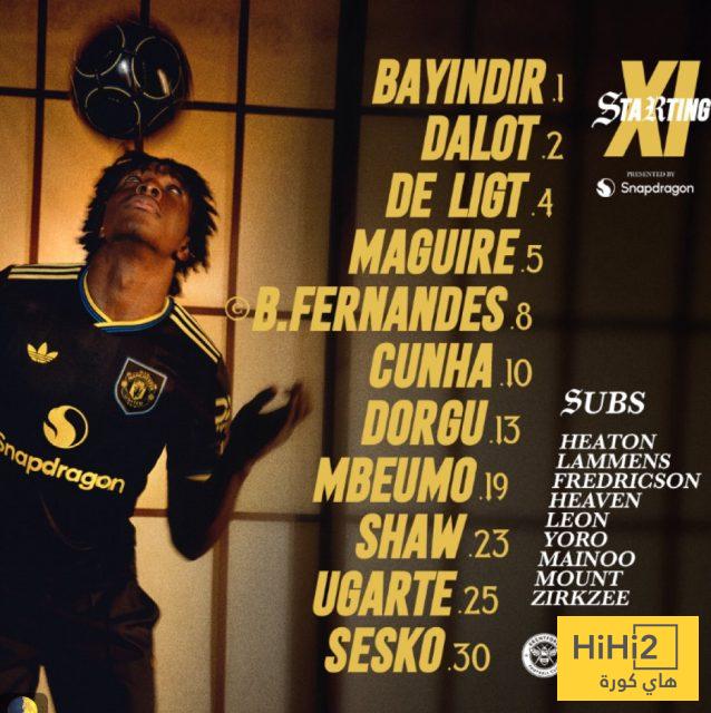 تشكيلة مانشستر يونايتد الرسمية للقاء برينتفورد 4 تشكيلة مانشستر يونايتد الرسمية للقاء برينتفورد 3