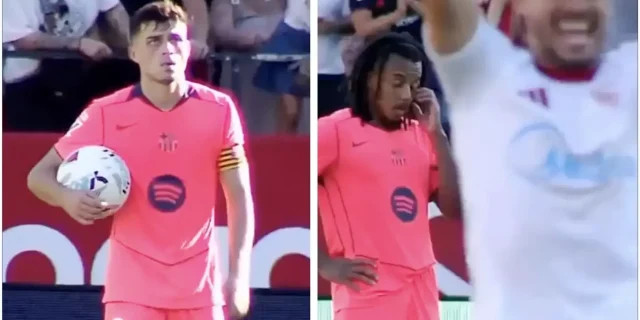 صور: رد فعل لاعبي برشلونة بعد هدف إشبيلية الرابع