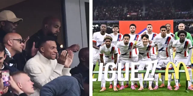مبابي يحيي زملاءه في باريس سان جيرمان