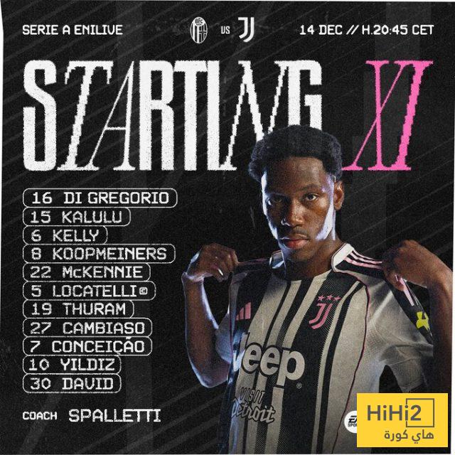 تشكيلة يوفنتوس الرسمية ضد بولونيا في الدوري الإيطالي 3