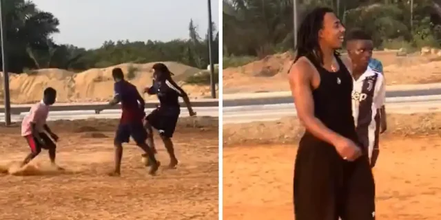 كوندي يلعب كرة القدم في شوارع بنين