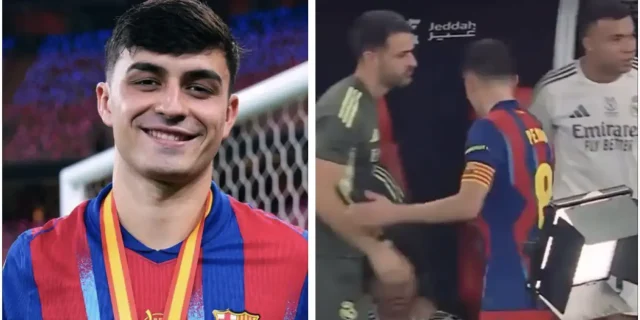 صور: تصرف بيدري مع دكة بدلاء ريال مدريد بعد الكلاسيكو
