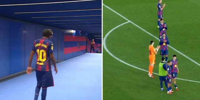 لامين يامال تجاهل تحية جماهير برشلونة
