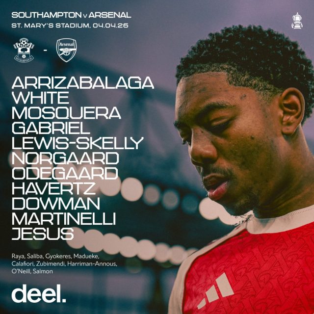 تشكيلة أرسنال الرسمية ضد ساوثهامبتون في كأس الاتحاد الإنجليزي 3