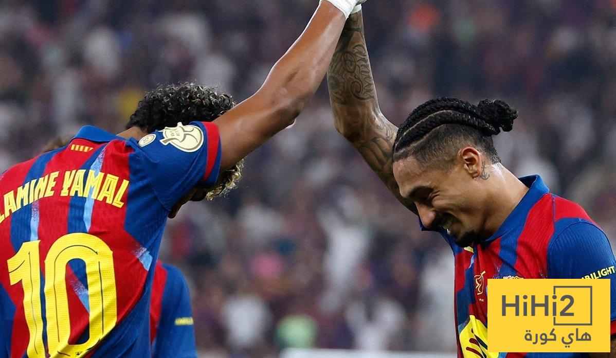 17 مساهمة لكل منهما.. يامال ورافينيا يشعلان سباق الأرقام في أوروبا