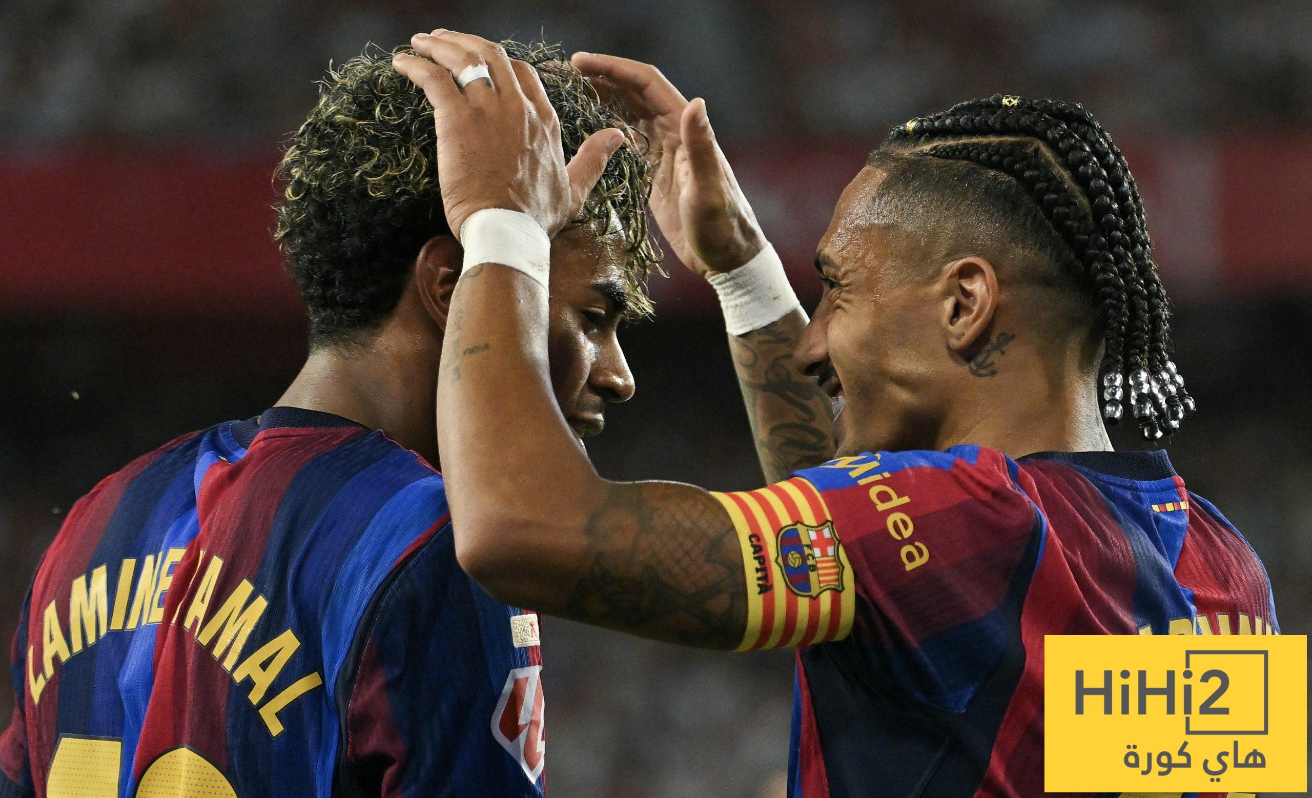 ثنائية رافينيا ويامال تقود برشلونة لزلزال هجومي قبل الكلاسيكو